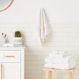 Superior Turkish Cotton Ultra-Plush 6-Piece Towel Set, Ideal for Master Bath, Guest Bathroom, Fast Drying, Shower, Spa, Face/Washcloths, Hand, Bath Towels, Absorbent, Home Basics, Tea Rose