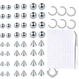 Xumann Fake Eyebrow Piercings, Fake Lip Piercing with 200PCS Sticker, Studs Replacement Balls
