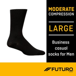 FUTURO Business Casual Socks for Men, Large, Moderate (15-20 mm/Hg)