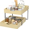 COOLBEBE 2 Tier Pull Out Drawers for Cabinets，16.5"W x 21"D Double Tier Slide Out Wood Drawer Shelf, Soft Close Cabinet Pull Out Shelves in Kitchen, Pantry, Bathroom, Bottom Assembly