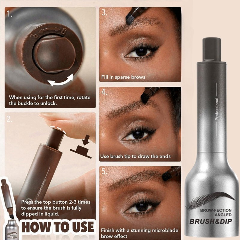 Brow Fection Angled Brush & Dip,Liquid Eyebrow Pen for Women,Liquid