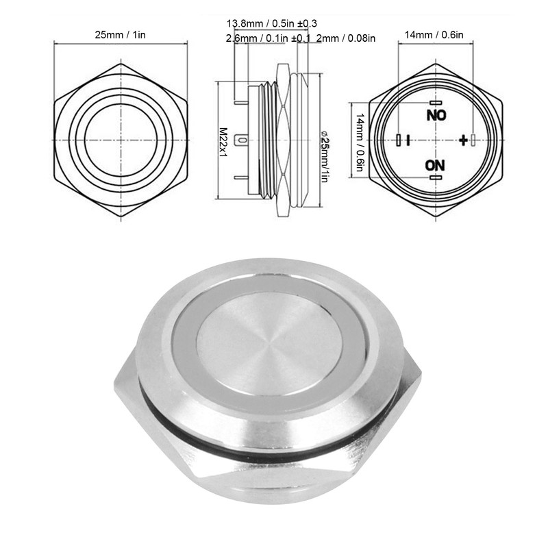 5Pcs Momentary Push Button Switch Metal Auto Reset Ultra Thin