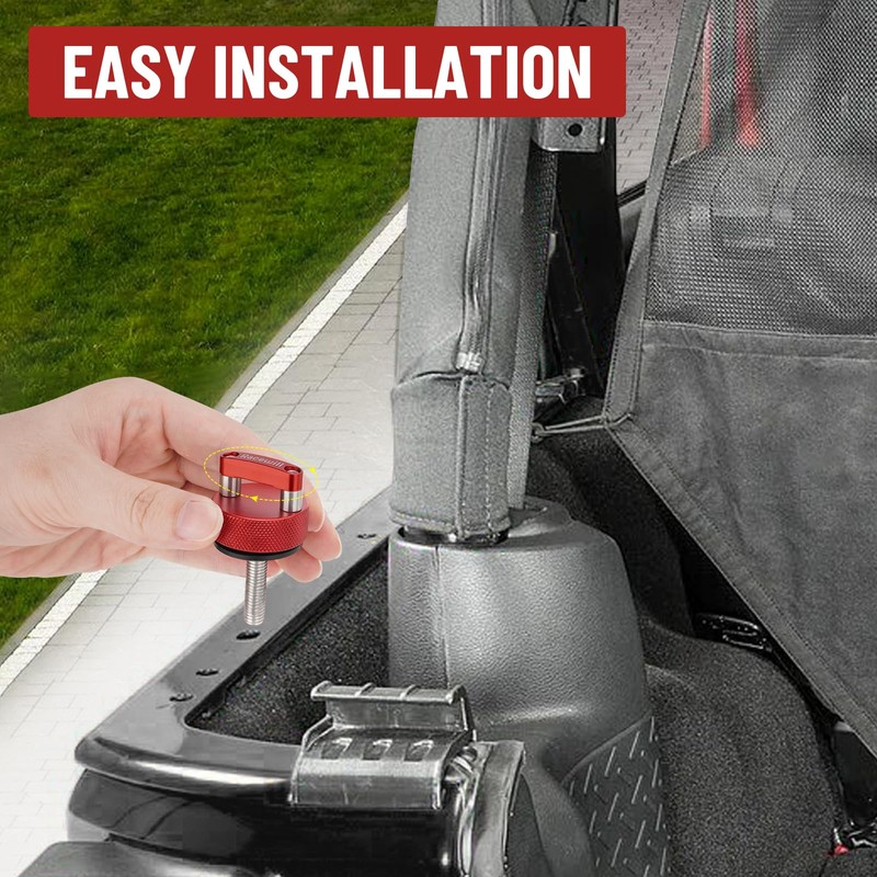 Racewill 8PCS Red Hard Top Quick Removal Fastener Thumb Screws