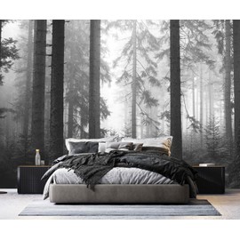 PYFFYP- Dark Foggy Forest Wallpaper murals for Bedroom（Not Peel and Stick）