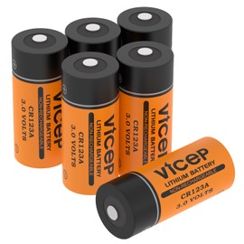 ViCep 6-Pack CR123A 3V Lithium Battery 1700mAh High Capacity 123 Battery for Flashlight Alarm Sensor Non-Rechargeable