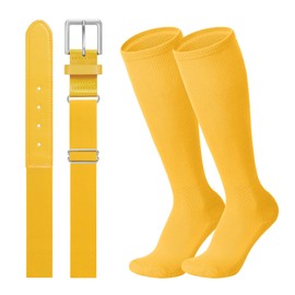 JASGOOD Baseball Socks and Belt with Cap Combo Set Breathable Softball Socks Elastic Belt with Baseball Cap for Youth Adult