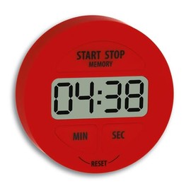 TFA Dostmann Digital Timer and Stopwatch, 38.2022.05, Memory Function, Smart Operation, Magnetic, Time up to 99min 59 seconds, Red