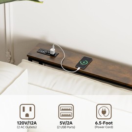 Aduanbang 5.9" Console Table with Outlet – Narrow Sofa Table, Behind Couch Table for Living Room & Hallway, 5.9" x 39.4" x 30", Metal Frame, Rustic Brown