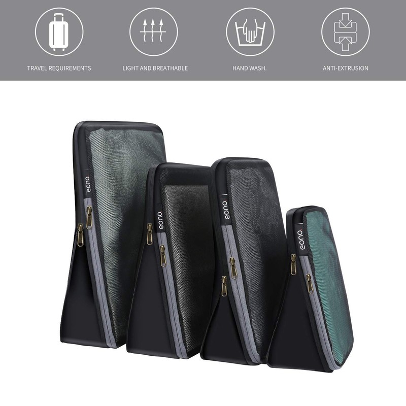 Eono Compression Packing Cubes, Luggage Organiser Set, Extensible Suitcase Organiser,