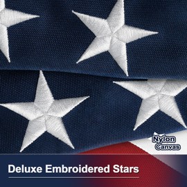 Nylon Canvas American Flag 2.5x4 FT TearProof Series for Outside, Sturdy USA Flag 2.5x4 FT Longest Lasting, High Wind Heavy Duty US Flag with Deluxe Embroidered Stars, Brass Grommets