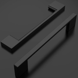 Amerdeco UK0022 Furniture Handles, Black, 128 mm, Hole Spacing, Drawers, Zinc Alloy Handles for Kitchen Cabinets, Cupboard Handles, Drawer Handles, Door Handles for Kitchen Cupboards, Wardrobe, Pack