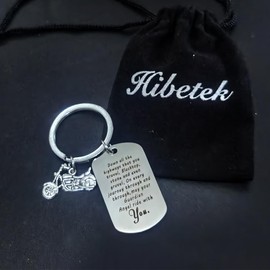 Hibetek New Driver Gift Ride Safe Keychain Biker Keychain Motorcycle Keychain May Your Guardian Angel Ride with You Motorcycle Keychain Biker Lover Gift for Boyfriend Husband Dad (Biker Keychain)