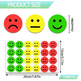 1440 Stück Smiley Aufkleber, Smiley Sticker, Sticker Smiley, Aufkleber Smiley für Moderationskarten Moderationskoffer Belohnungssticker Geschenkdekorationen Partydekorationen