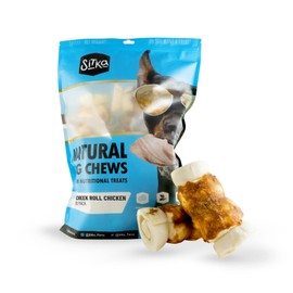 Sitka Farms Beef Cheek ROLL Chicken 5-6 Inch (10 Count) Extra Thick Dog Chew Bones No Rawhide Sourced from Free Range Grass Fed/Healthy Teeth and Gums for Small Medium and Large Dogs