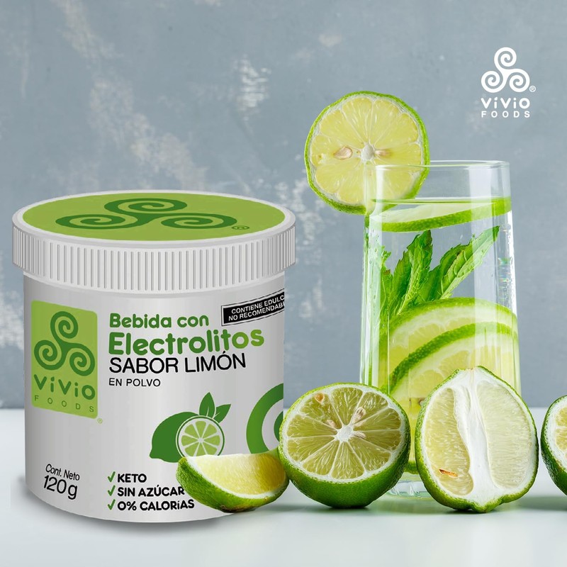 Vivio Foods, Electrolitos en Polvo Sabor Limón 120 gr