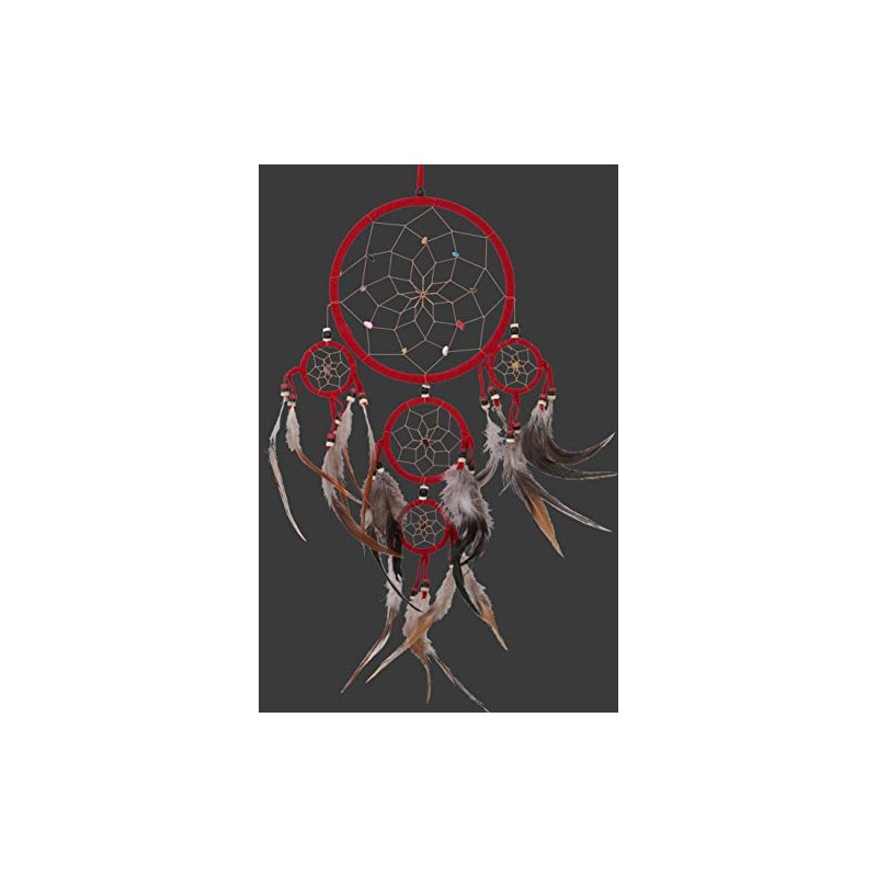GURU SHOP Dream Catcher with Semi-Precious Stones - Red Diameter