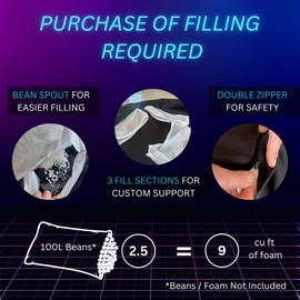 Delmach Gaming Bean Bag Chair [Cover ONLY No Filling] - Fun Gaming Sofa - Bean Bag Chairs for Adults and Teens - Dorm Chair - Gamer Beanbag with Storage Pocket - Durable Waterproof 600D PVC Fabric