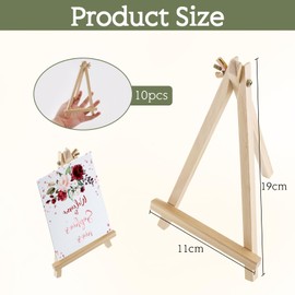 alwaiiz Pack of 10 Small Easels (19 x 11 cm), Triangle Foldable Mini Easel Wood, Table Easel for Presenting Painting Crafts, Photos, Cards and Business Cards