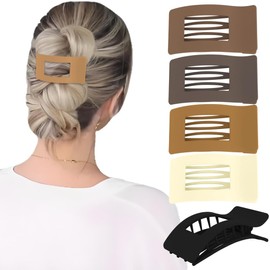 Flat Hair Clips for Women Girls, 5Pcs French Large Flat Claw Clips for Thick Hair, Strong Hold Grip No Slip Multicolor Matte