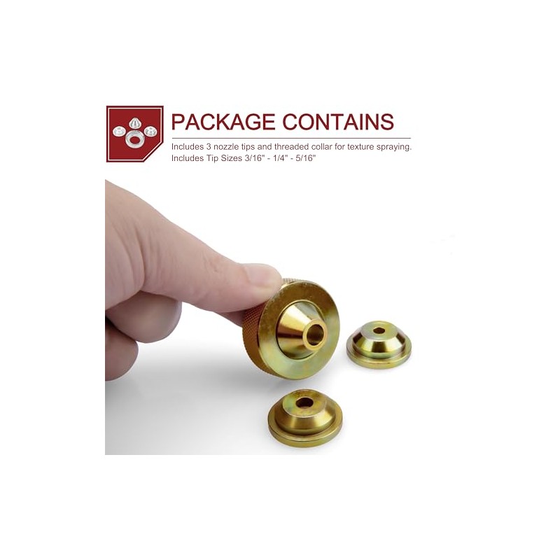 Solid Brass Texture Sprayer Orifice Tip Set, Fits Wal-Board Drywall