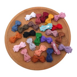 Thumbnail Hair Bow Snap Clips for Toddler Baby Fine Hair Clips in Fringe Bangs Tiny Hair Bow Accessories Infant Baby Girl Kids Hairbow (Thumbnail 24 Pcs)