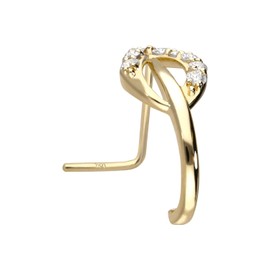 PIERCINGLINE 14 Karat Gold Nasenstecker MOISSANIT-BLATT | Nasenpiercing Piercing Nase