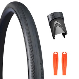 MEGHNA Foldable Bike Tire 700 x 32C (32-622mm) Folding Road Bike Tire Semi Slick for Hybrid Bike Commuter Bike Road Bike Fix Gear Bike, 1 Pack