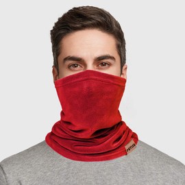 Neck Warmer Gaiter Winter Fleece Neck Cover Balaclava Windproof Face Cover Mask for Ski Motorcycle (Red, 1)