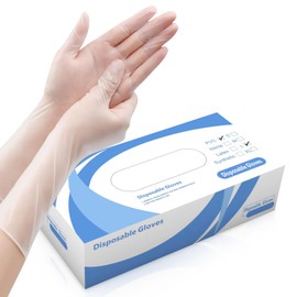 Disposable Vinyl Gloves 7 mil, 11.5″ Clear Plastic Glove, Sterile, Tear/Chemical Resistant, Latex and Powder Free, Anti Static, Food Safe Gloves Disposable Used for Food Prep/Service/Cooking, 100 pcs