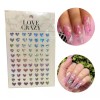 Love Crazy Sticker Pegatina Uñas Nail Art Corazon Tornasol Plantilla