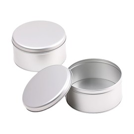 EAZHOP 2 Round Metal Jars, Tea Canisters Container for Loose Tea with Airtight Small Tin with Lid Metal for Storing Tea, Coffee, Sugar, Herbs and Spices, Silver
