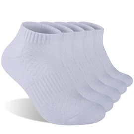 Monxiery Mens 100% Cotton Cushioned Ankel Socks, Athletic Performance Running Moisture Wicking Breathable socks, 5 Pairs White, Large-X-Large