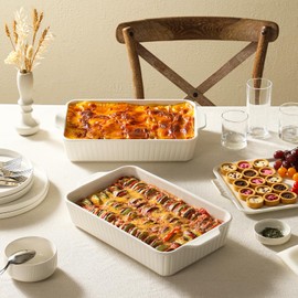 Dizada Large Casserole Dish with Lid, Deep 5.2-Qt (9"x13") 2-in-1 Ceramic Baking Dish with Ceramic Lid, Extra Large Rectangular Baking Pan For Casserole & Lasagna, Dishwasher, Freezer, Microwave and Pre-Heated Oven Safe