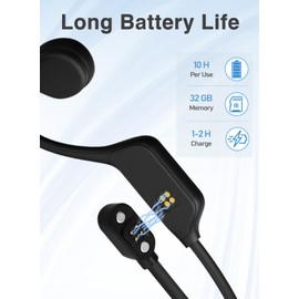 Rumatas Bone Conduction Headphones, Wireless Open-Ear Bluetooth 5.3 with Mic - MP3 Play Built-in 32GB Memory, IPX8 Waterproof Sports Headphones for Workout Swimming Running