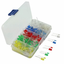 ZYAMY 375pcs 3mm 5mm Light Emitting Diode Assorted Kit Mixed Color Red Green Yellow Blue White 5 Colors Round Bright LED Light Component Kit