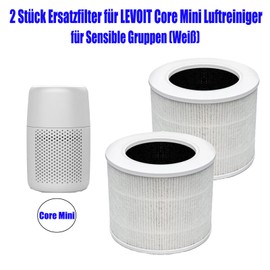 Replacement Filter for LEVOIT Core Mini | Core Mini-RF 3-in-1 HEPA Activated Carbon Filter Compatible with LEVOIT Core Mini Air Purifier - Pack of 2, White