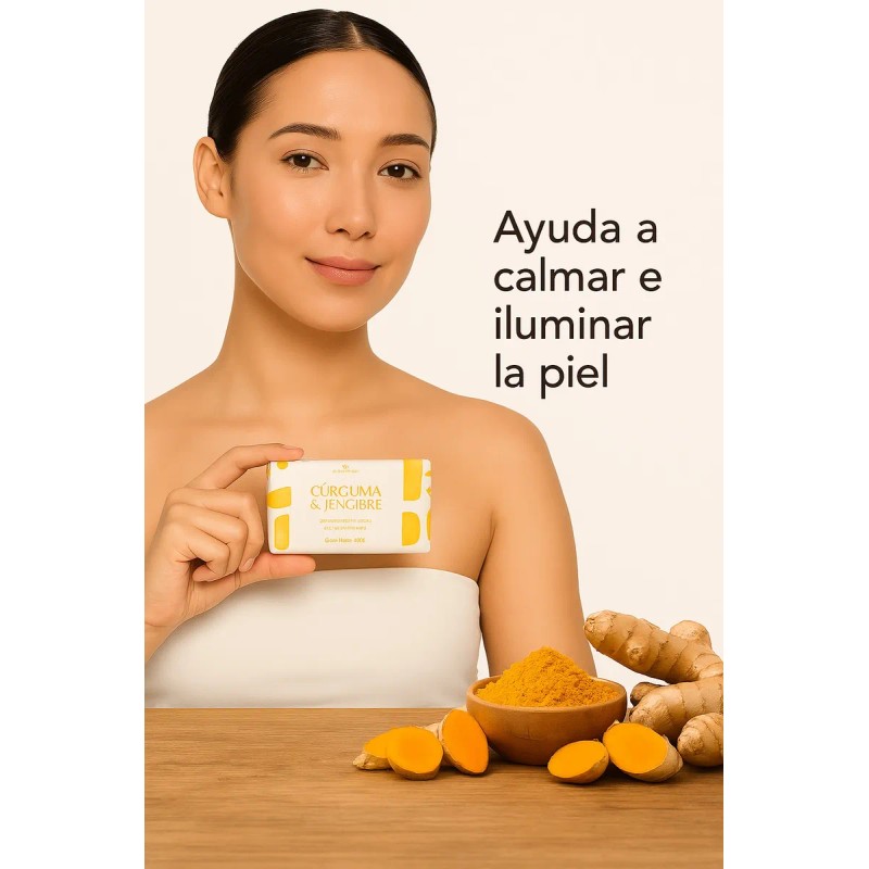 Jabón Artesanal De Curcuma Y Jengibre 6 Pz De 100g