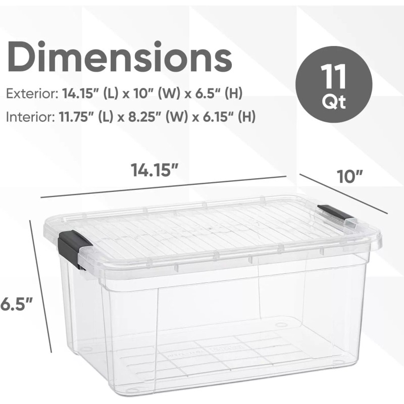 Superio Clear Storage Bins with Lids, 3 Pack- Plastic Storage