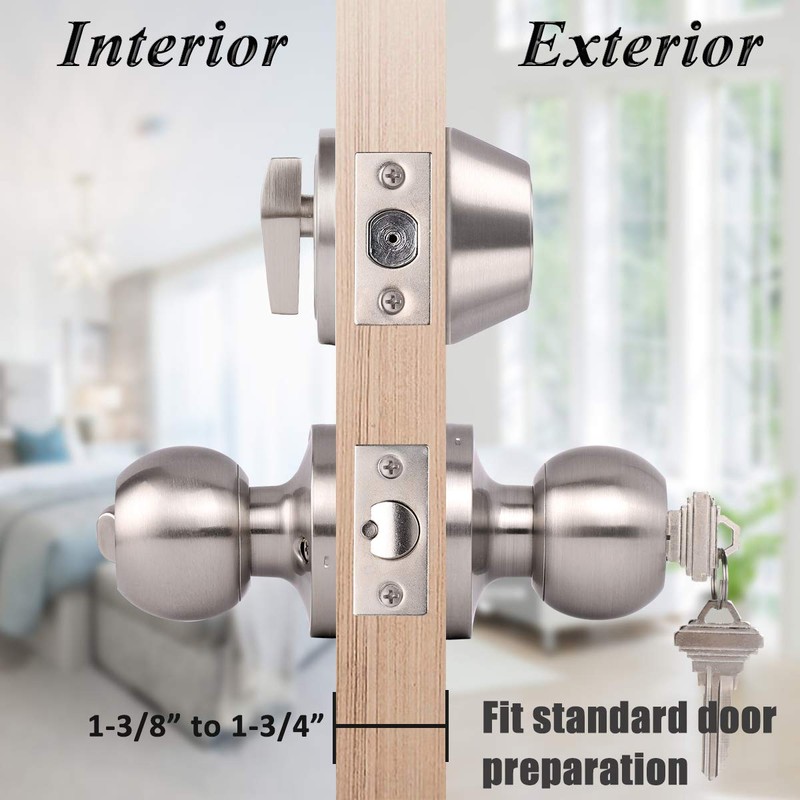 Probrico Keyed Alike Entry Knob and Deadbolt Set Single Cylinder