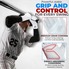 HANDLANDY Baseball Batting Gloves for Men & Women, Breathable Softball Batting Gloves with Long Cuff for Adult
