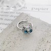 Unbranded Cute Cat Blue Eye Silver Ring, Adjustable Size, Kitten,