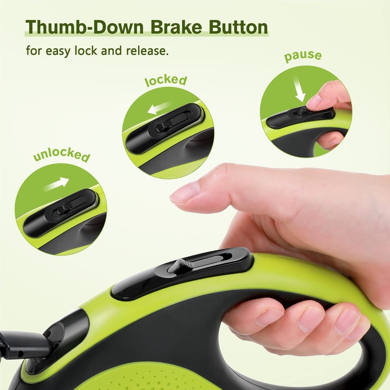 Pecute 16 ft Retractable Dog Leash with LED Light Rechargeable,