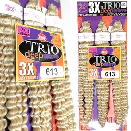 3X TRIO DEEPWAVE 20" (3 PACK) SYNTHETIC HAIR FOR CROCHET BRAIDING (#350 RUSTY COPPER)
