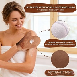 Tanning Mitt and Fake Tan Brush Set, Reusable Applicators for Face and Body