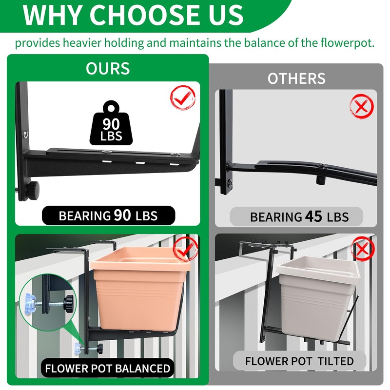 Window Box Brackets, Adjustable Planter Box Brackets, Heavy Duty Iron