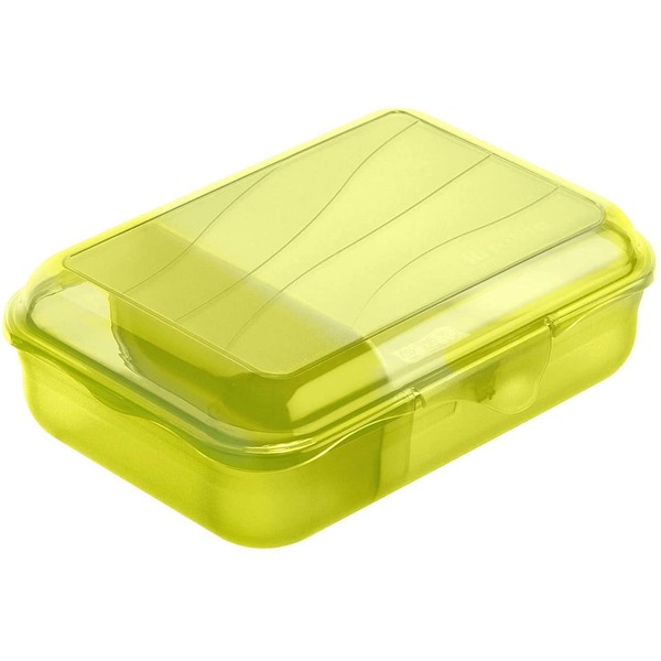 Rotho Snack Box Small Size 0.9 Litre, Lime Green Transparent, One