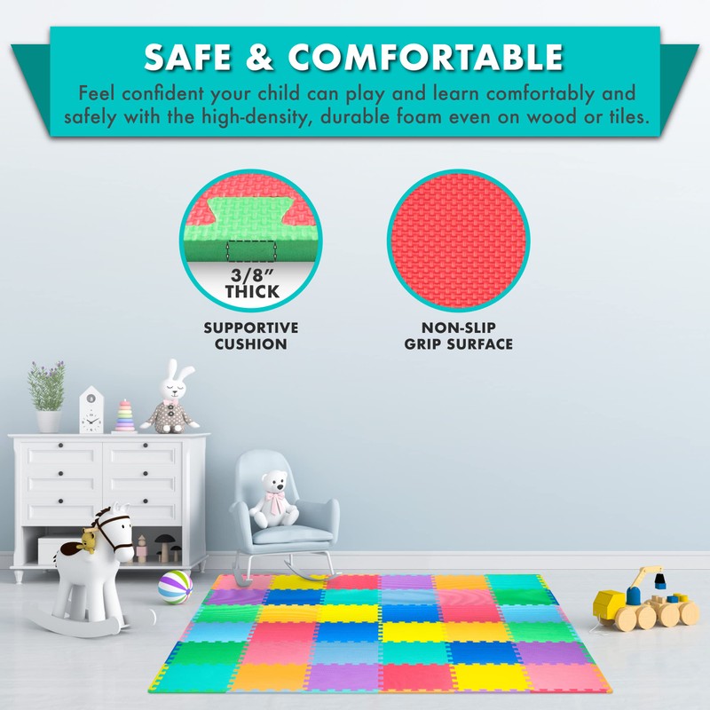ProSource Baby Play Mat, Soft Foam Floor Tiles for Kids,