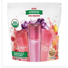 Organic Freezer Pops Variety Pack, Grape, Cherry, Fruit Punch, Top 8 Allergen Free, Vegan & Kosher, (48 Count - 1 Pack)