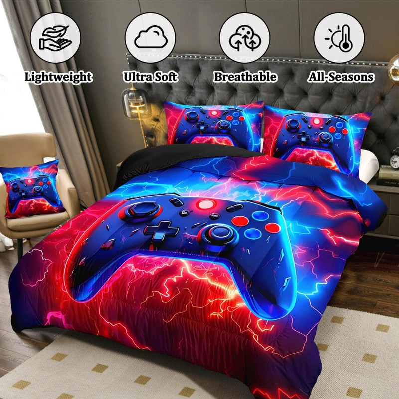 ASKOTU Twin Gamer Bedding Sets for Boys Teen, 4 Piece