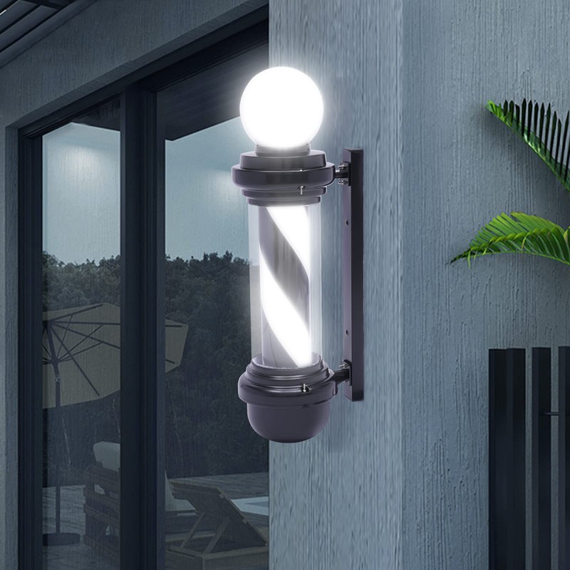 AngelcityCC 26.8 in Wall-Mounted Barber Pole Led Light, Black and